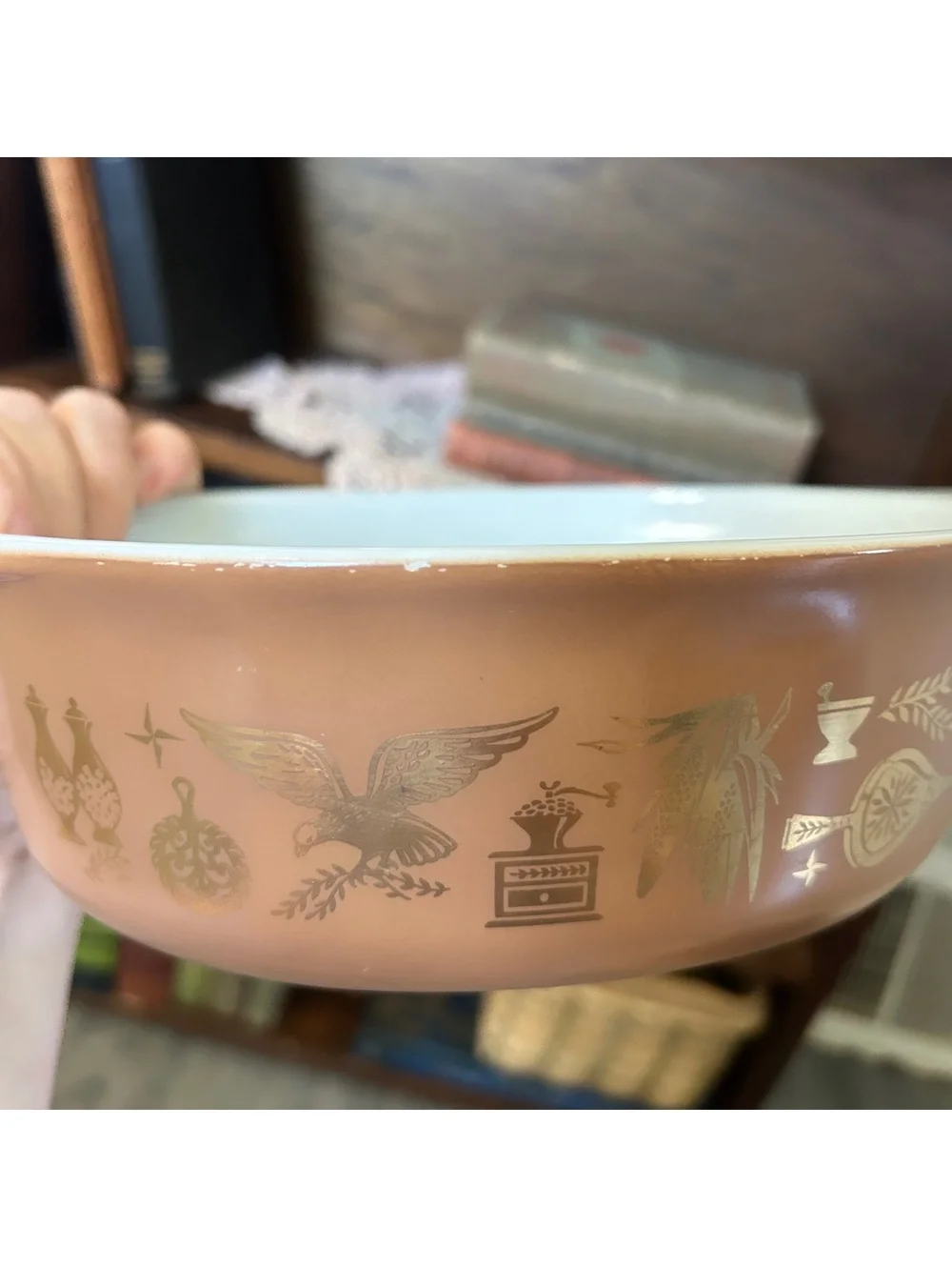 Pyrex Early American 043 1.5 Qt Brown Gold Oval Casserole Dish No Lid